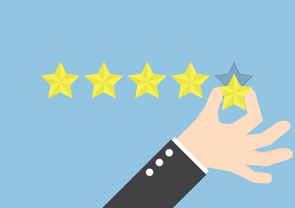 Businessman hand giving five star rating, Feedback concept, VECTOR, EPS10